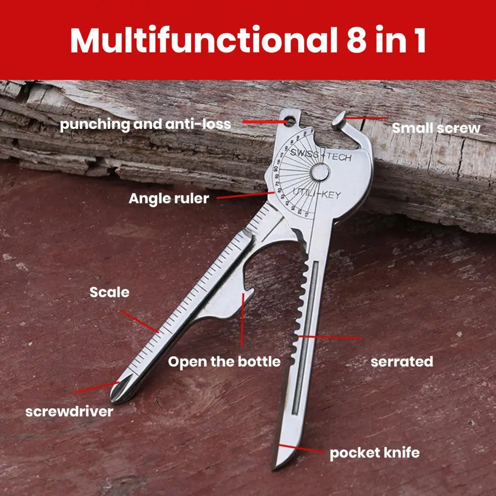 Multifunctional Keychain EDC Cutter Knife Angle Ruler Rope Cutter Scale Bottle Opener Emergency Keychain Gadget Tool