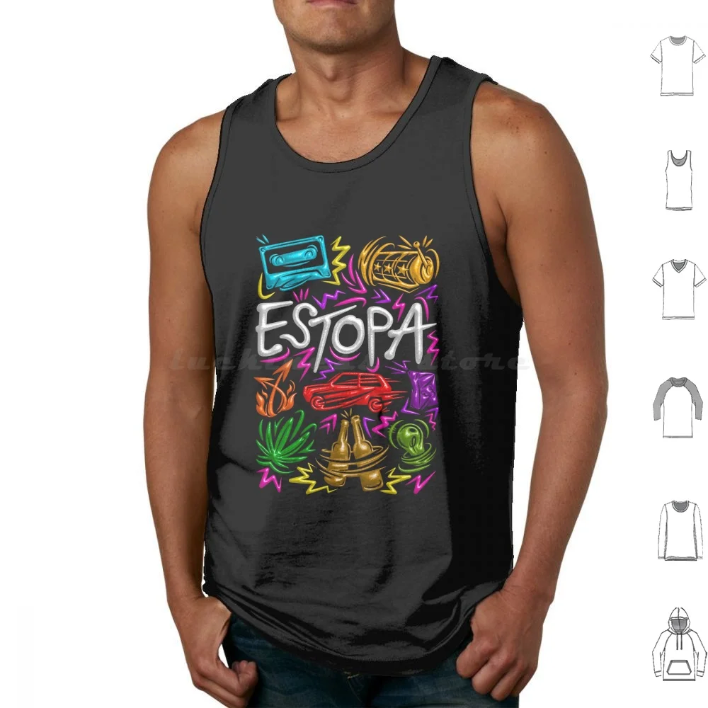 Estopa : 25th Anniversary ( Fluor Edition ) . Tank Tops Print Cotton Estopy Tow Estopia David Mu ? Oz Jose Mu ? Oz Guitar