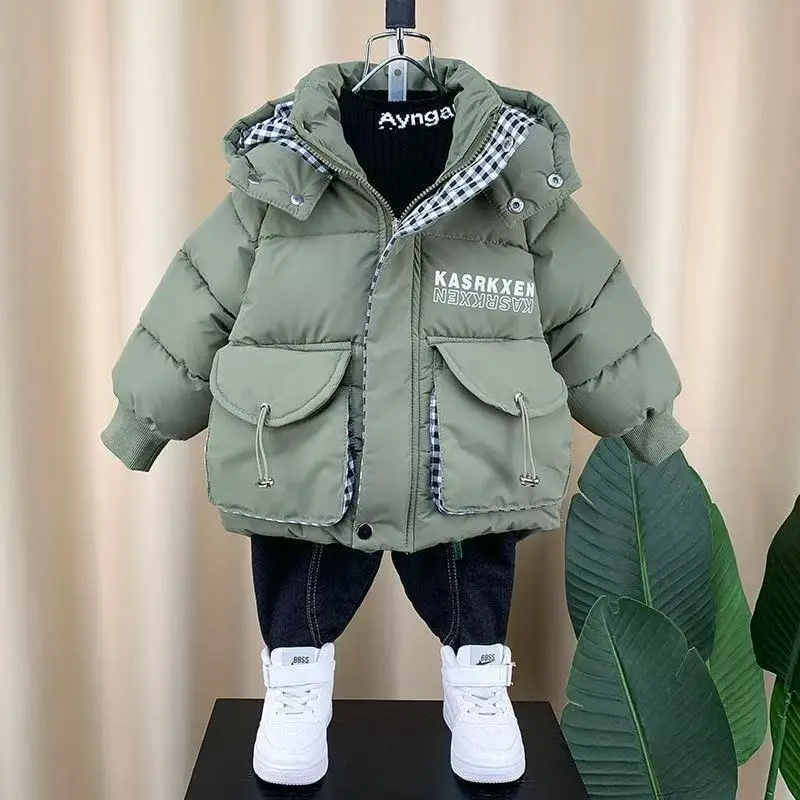 2025 New Winter Boys Down Cotton Jacket Kids Hooded Coat Children Outerwear Clothing Teenage 3-9 Year Kids Parka Padded Snowsuit
