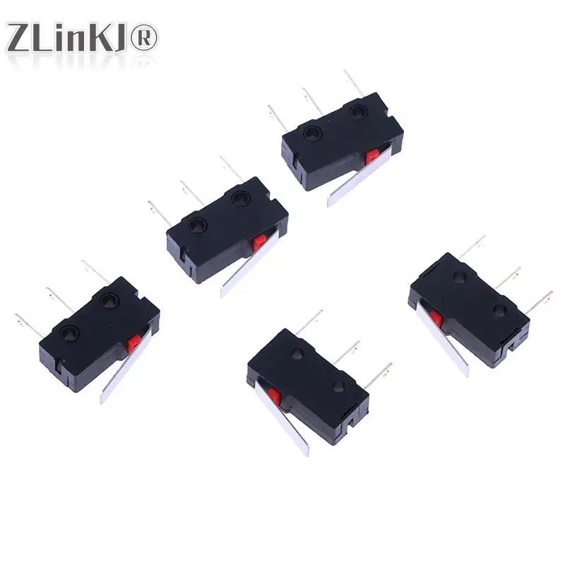 5PCS Long Foot Micro Switch 3Pin NO/NC Mini Limit Switch 5A 250VAC KW12 Snap Action Push Micro Switches Wholesale