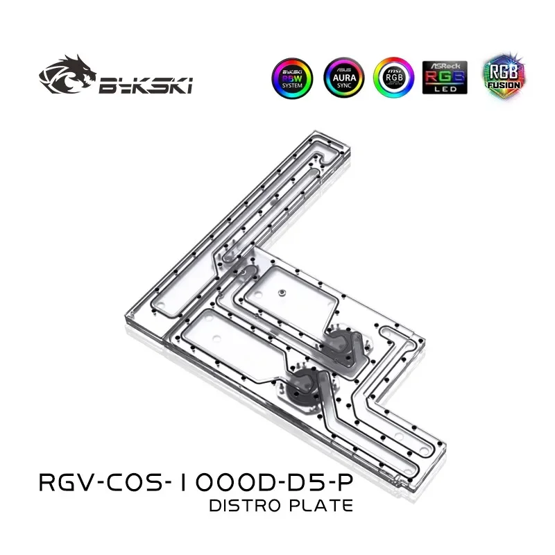 BYKSKI Distro Plate Use for CORSAIR 1000D Computer Case Water Cooled Reservoir Block Radiator Support Doubel Pump Loop Cooler