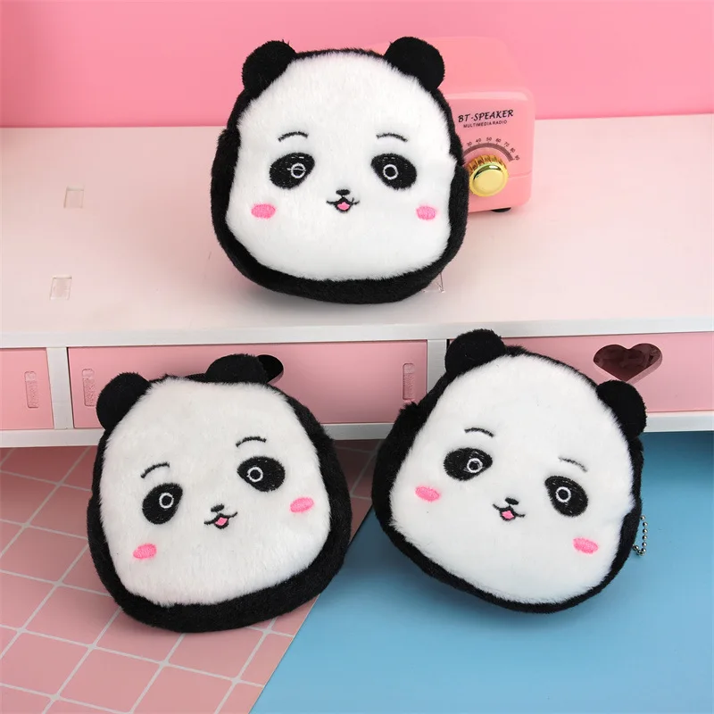 Cute Panda Coin Purse Cartoon Plush Animal Card Bag Children's Plush Coin Purse Creative Keychain Coin Purse Headphone Bag