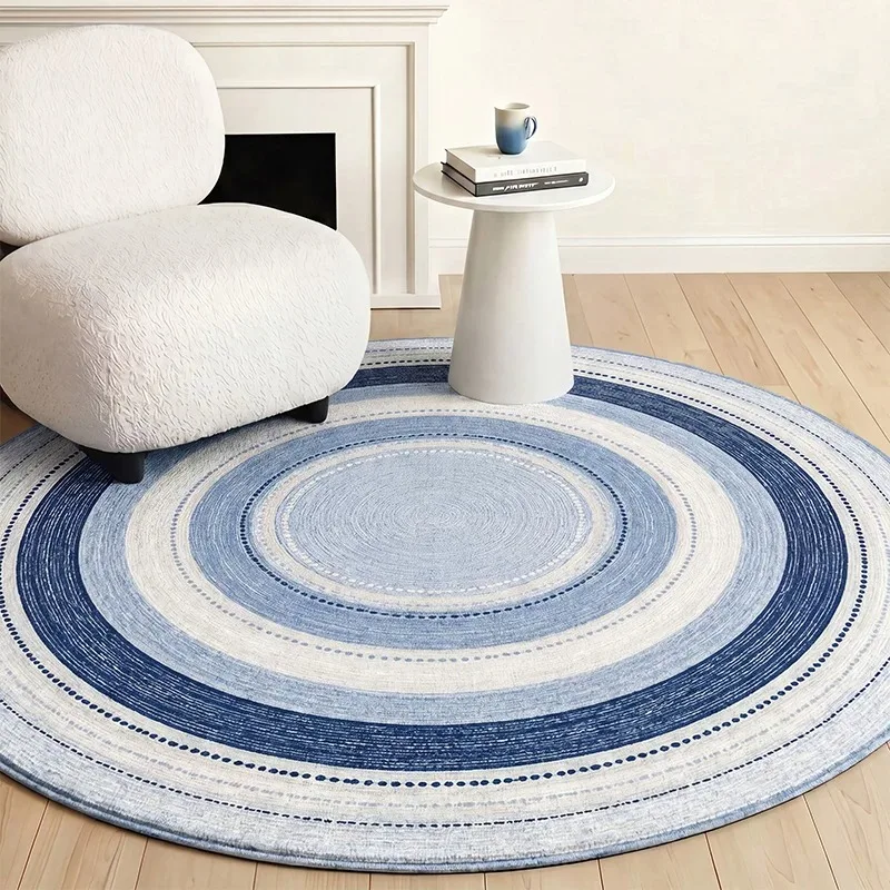 Round Carpet Living Room Blue Modern Abstract Rug Home Decoration Bedroom Bedside Rugs Non-slip Chair Floor Mat Круглый Ковер 러그