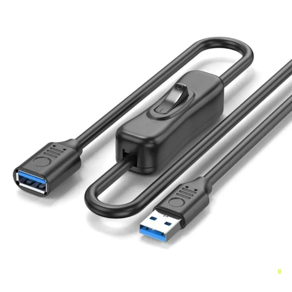 DIY USB 3.0 USB Extension Cable Male to Female Left Angle Power Switch Cable with ON/OFF Power Charger Cord