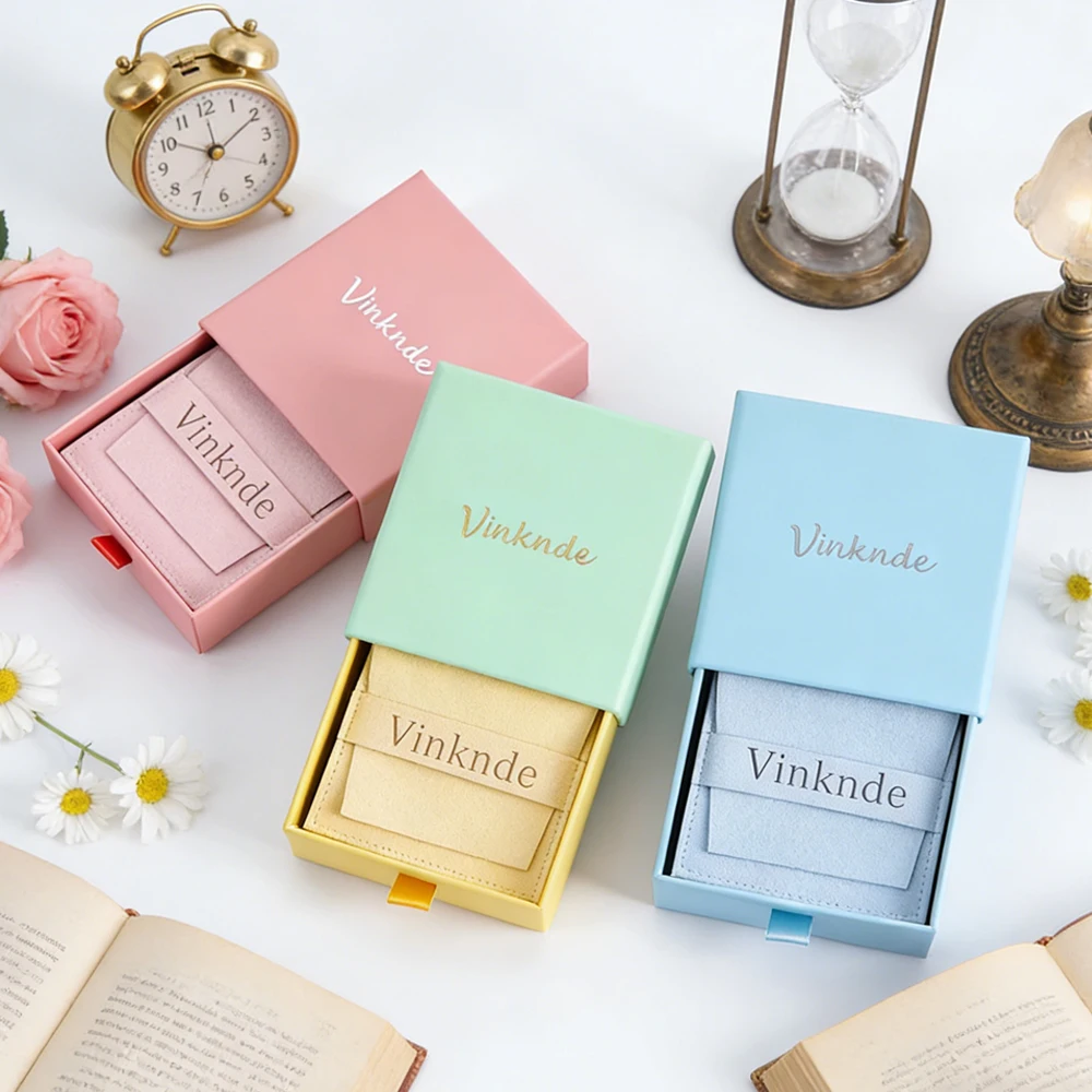 

24Pcs Custom Logo Jewelry Carton Purple Drawer Box Jewellry Earrings Ring Packaging Organizer Gift Boxes with Microfiber Bags