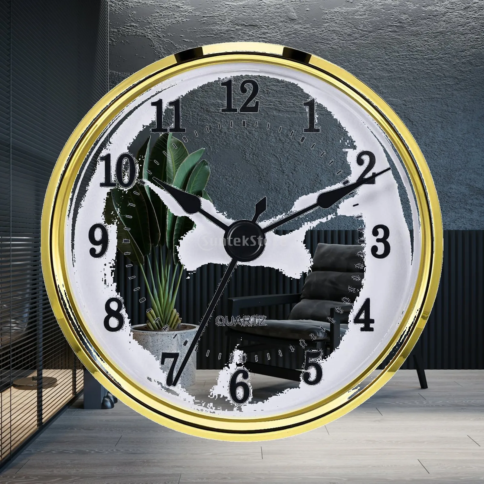 Battery Operated Clock Insert 80mm Round Retro Metal Silent Easy to Read Wall Decor Replacement Fit 76mm Hole for Living Room