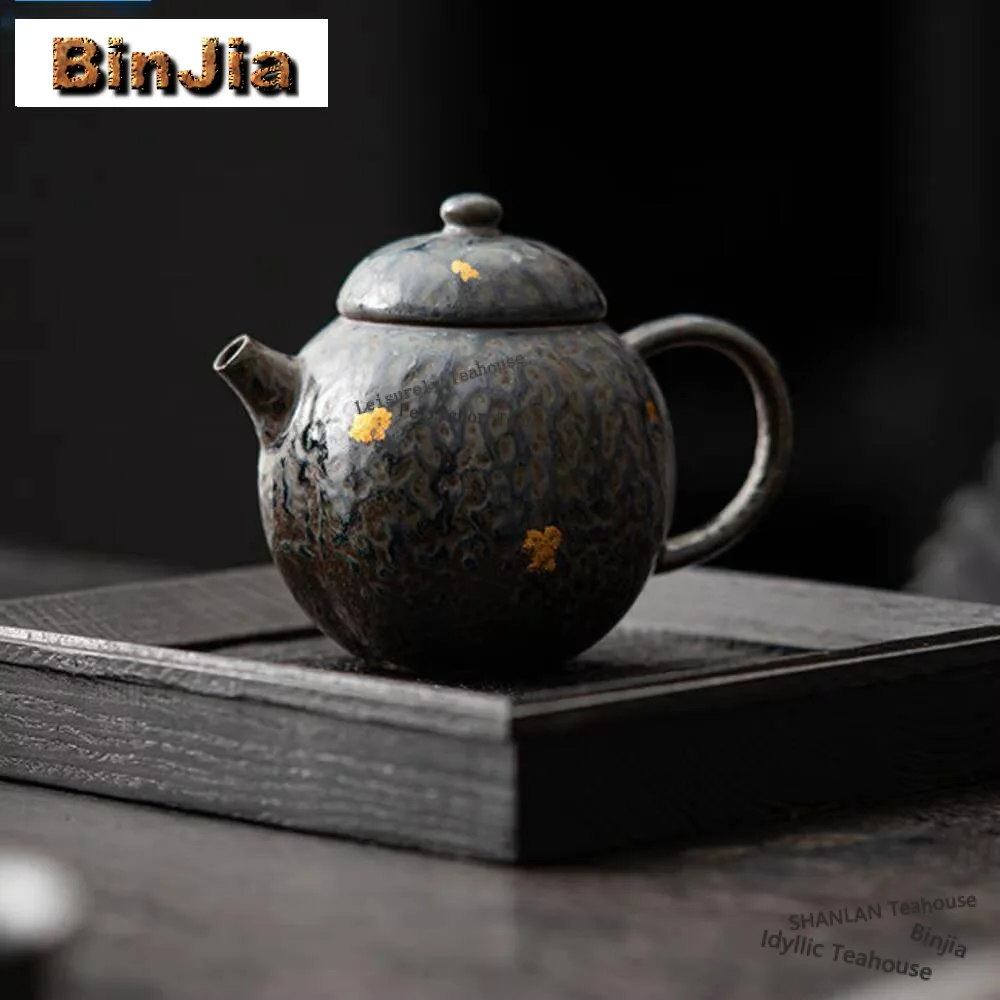 

210ml Handmade Pumpkin Teapot Japanese Old Rock Mud Pot Household Tea Maker Kettle with Strainer Aesthetic Teaset Cha Decoration
