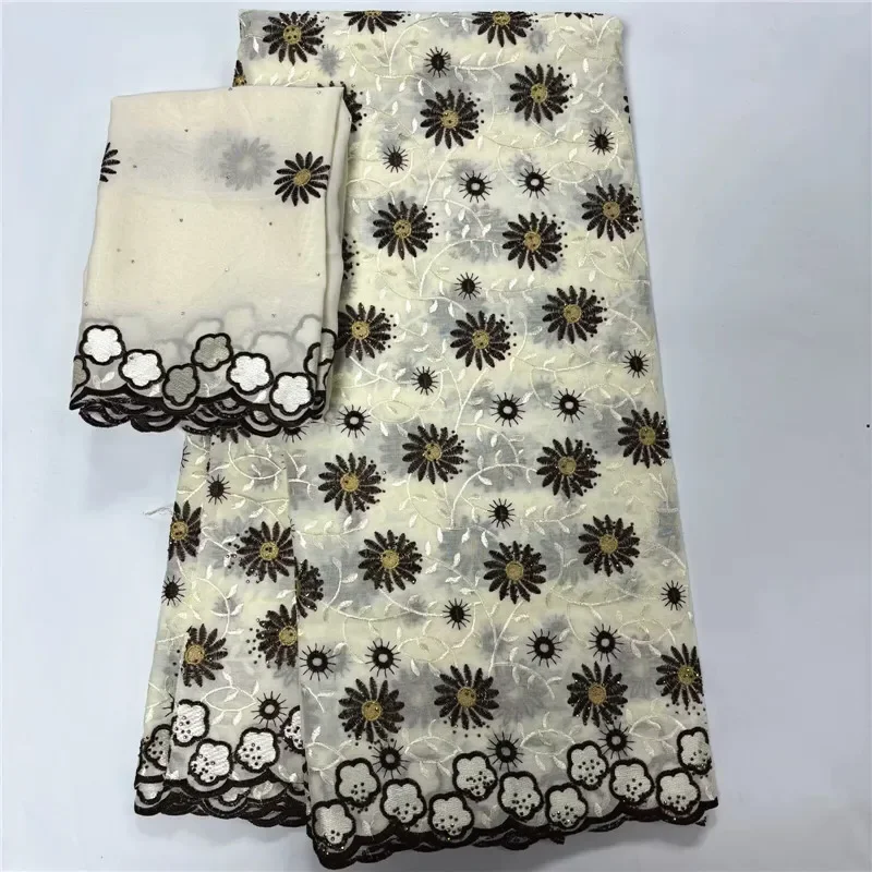 

7 yard With Scarf Swiss lace fabric Dry lace embroidery African 100% cotton fabrics Swiss voile lace Dubai style 12L8051001