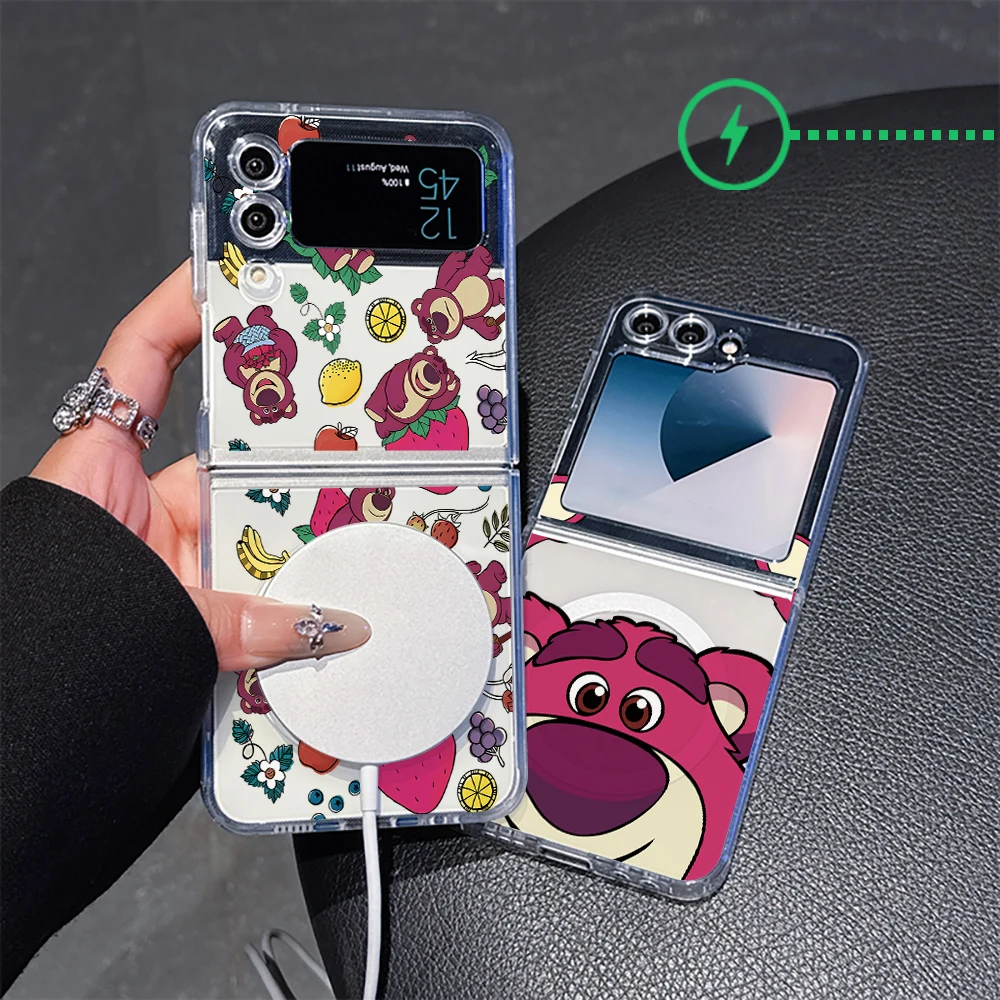 Lots-o'-Huggin' Bear Wireless Charge For Magsafe Magnetic Phone Case for Samsung Galaxy Z Flip 6 5 ZFlip 4 Flip6 Flip5 5G Cover