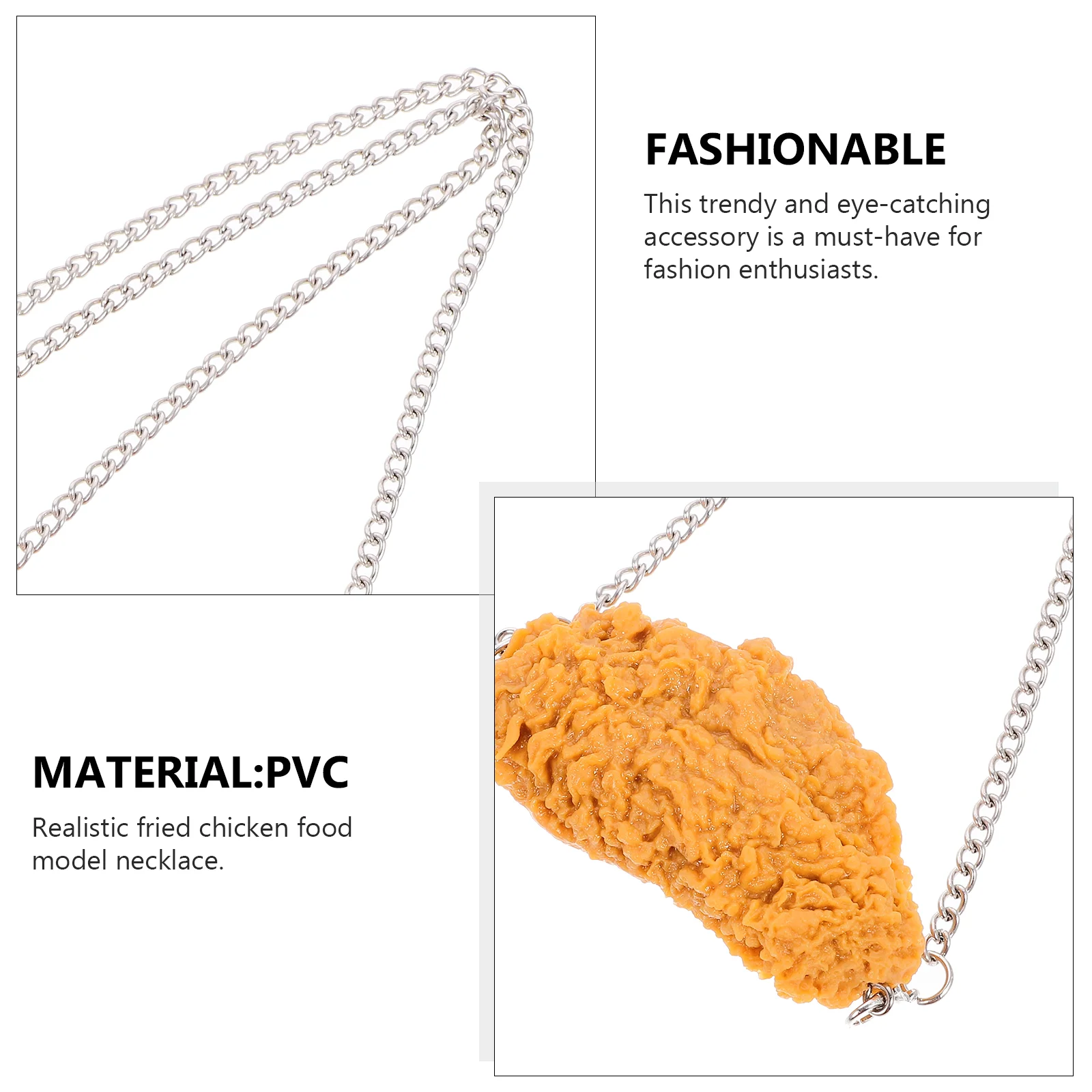 Collier pendentif nourriture de simulation, fausse nourriture frite, décoration alimentaire amusante, jambe jetable