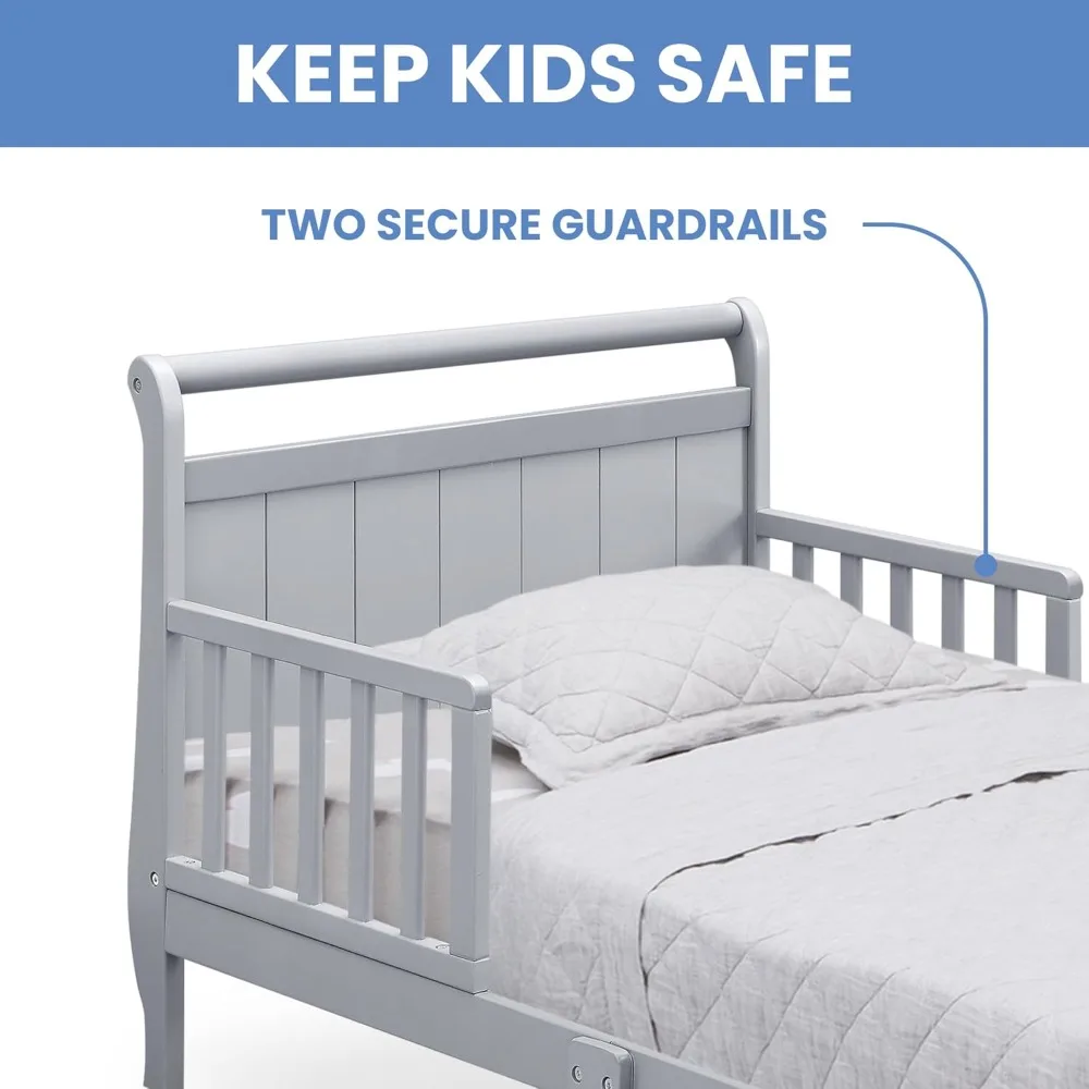 子供用木製そり型幼児用ベッド、グレー