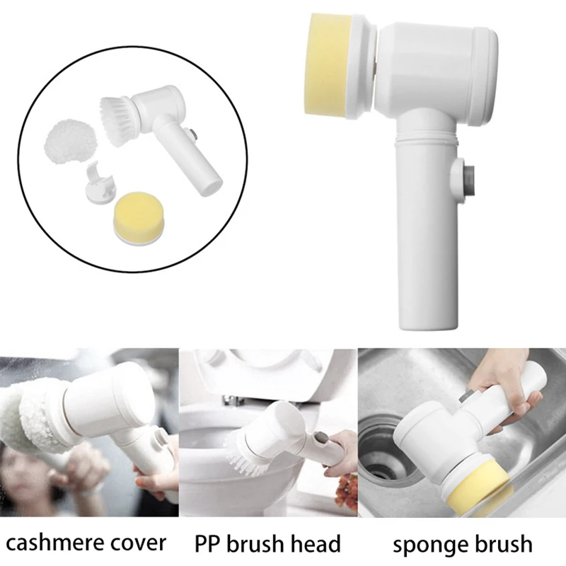 4 Trong 1 Không Dây Đa Chức Năng Điện Bàn Chải Vệ Sinh Nhà Bếp Phòng Tắm Dụng Cụ Vệ Sinh Chống Thấm Nước Bàn Chải Xoay Bút Xóa Vết Xước