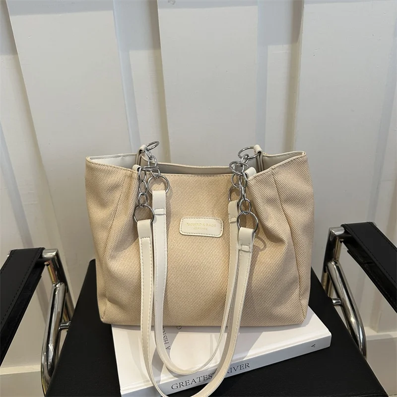 حقيبة حمل ذات سعة كبيرة بلون سادة، حقيبة نسائية بكتف واحد، حقيبة ركاب بسيطة