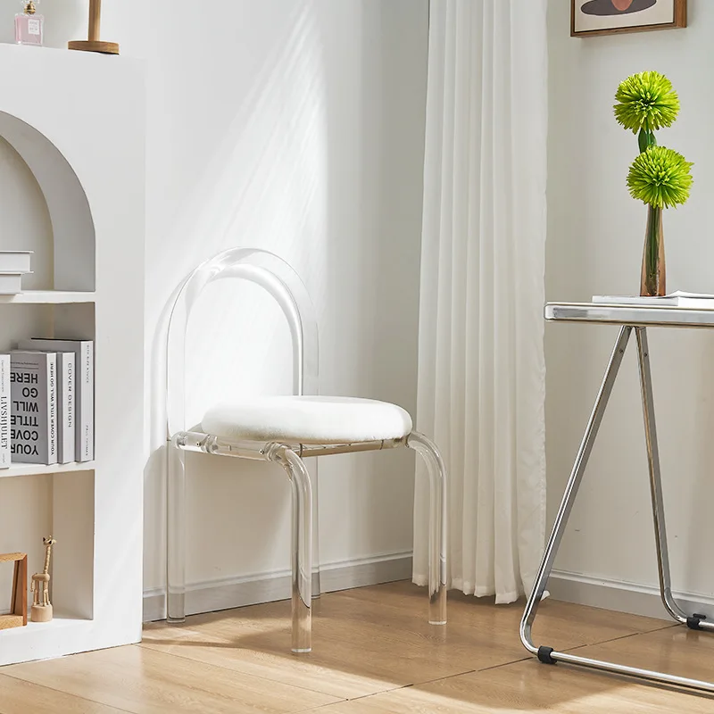 

Makeup Chair Bedroom Transparent Acrylic Makeup Crystal Princess Chair Casual Luxury Nordic Dining Chair