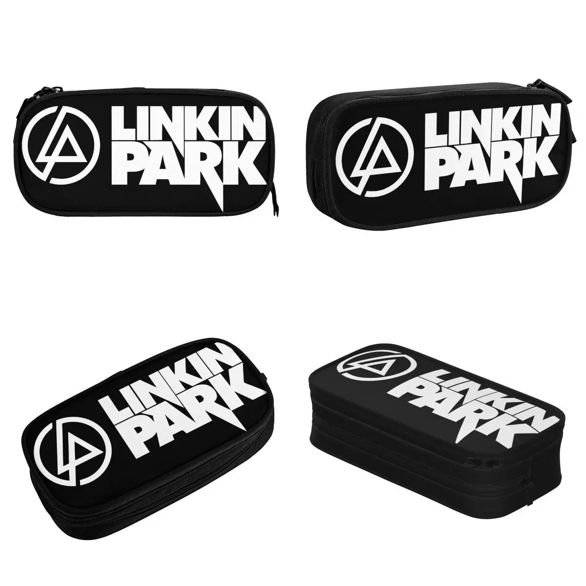 Large Pen Box Linkinpark Rock Music Band Office Accessories Vintage Logo Double Layer Pencil Bag Girl Make Up Bag Suprise Gift