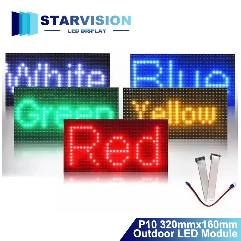 

Модуль уличного светодиодного дисплея P10 320x160 мм, высокая яркость, SMD3535, полноцветная светодиодная панель, матричный экран-билборд