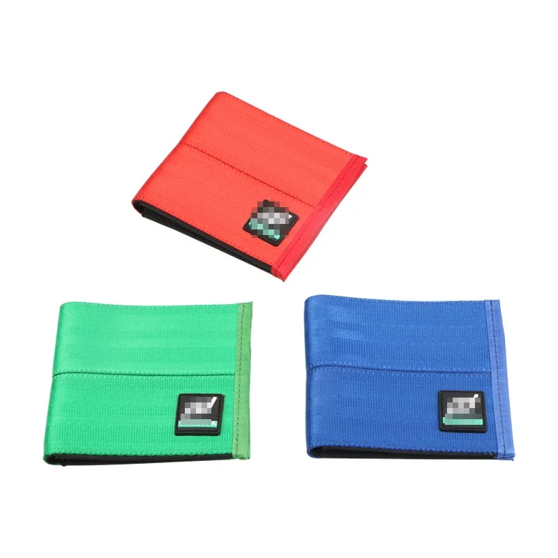 JDM Racing TAK Drift Seat Belt nylon Bilfold men's wallet car leather short wallet Purse key Case