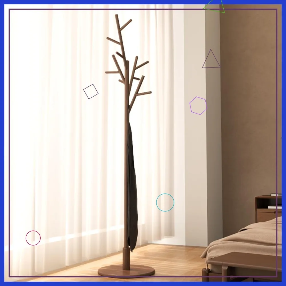 

Напольная вешалка для одежды из массива дерева с 12 крючками, регулируемая по высоте, для пальто, шляп, сумок, цвет орех