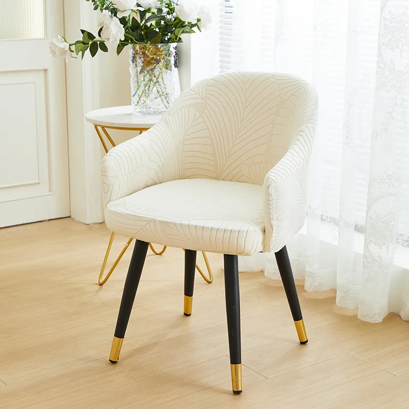 Leaf Jacquard High Armrest Chair Cover Elastic Velvet Cosmetic Curved Chair Covers Office Living Room Dining Chair Cover