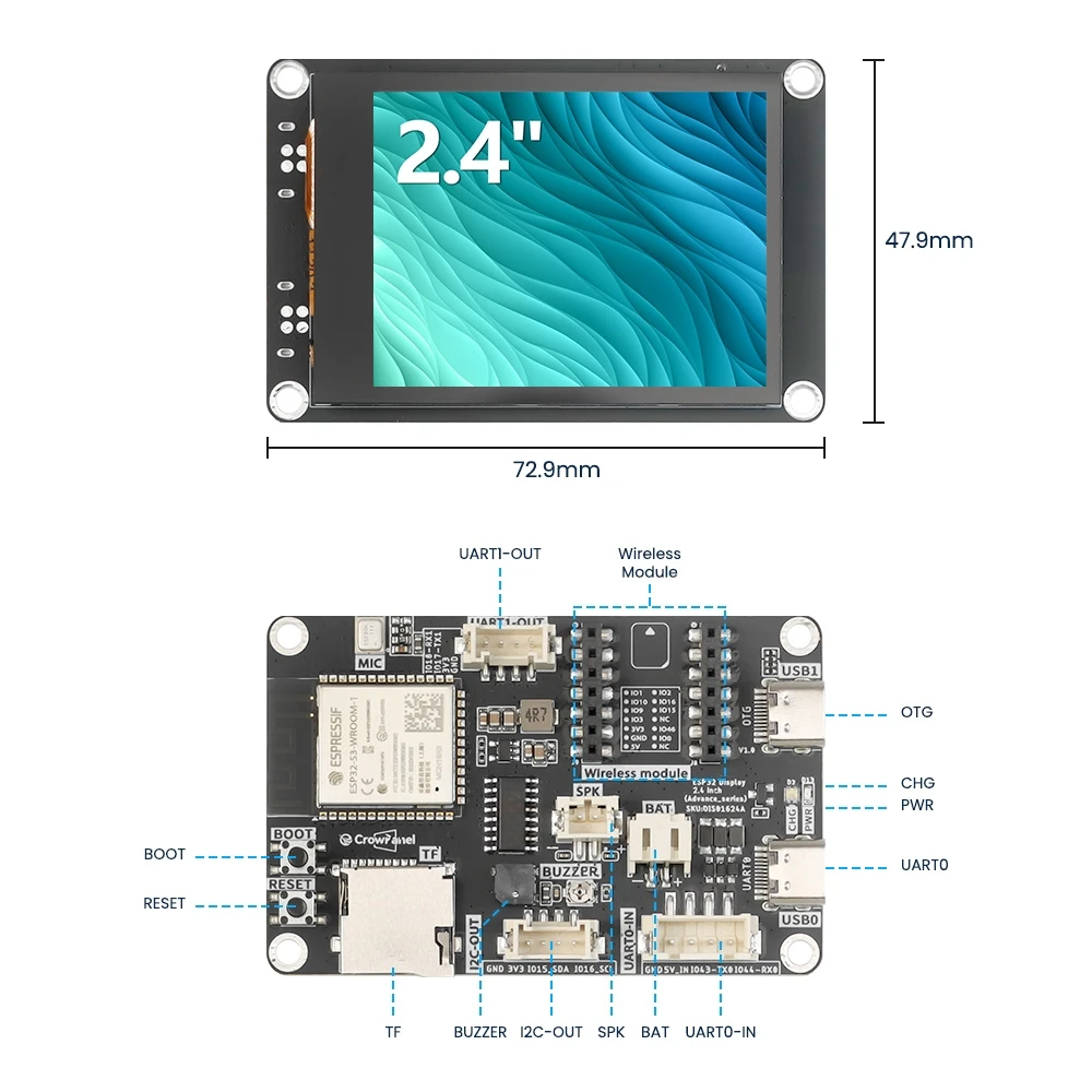 crowpanel-advance-24-インチ-esp32-hmi-ディスプレイ-ips-スマート-ai-タッチ-スクリーン-320x240-サポート-arduino-lvgl-micropython