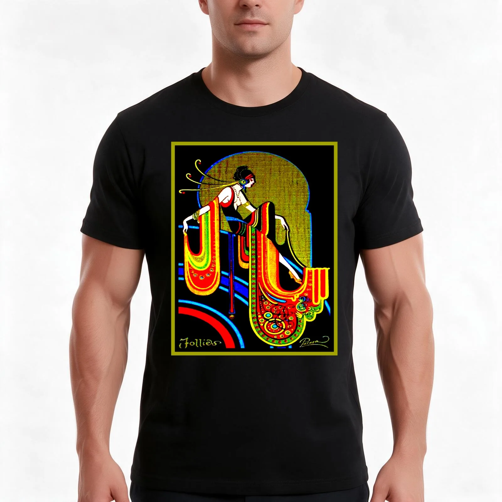 FLAPPER : Vintage 1920 Art Deco Beautiful Print T-Shirt, Summer Casual Cotton Tee, Oversized Streetwear Tops, Unisex Men Women