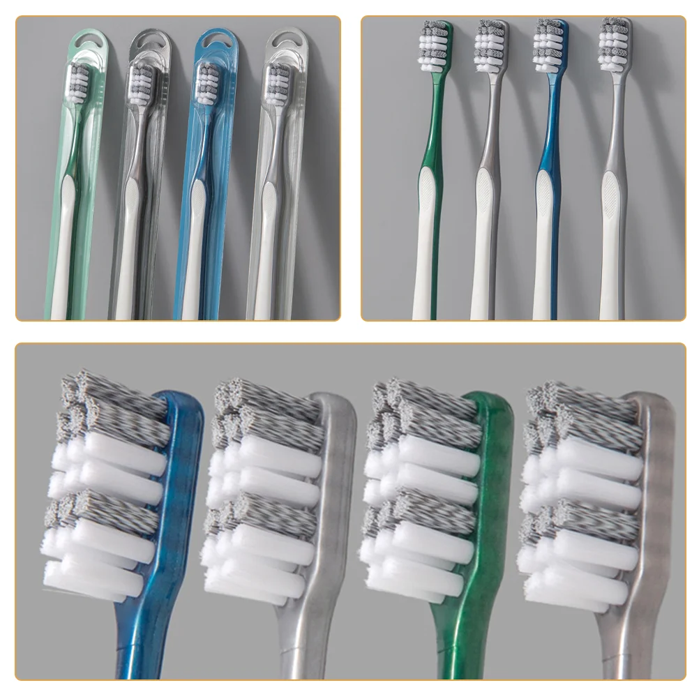 4 Pcs Men's Toothbrush Manual Cleaning Portable Travel Wear-resistant Toothbrushes for Adult Household