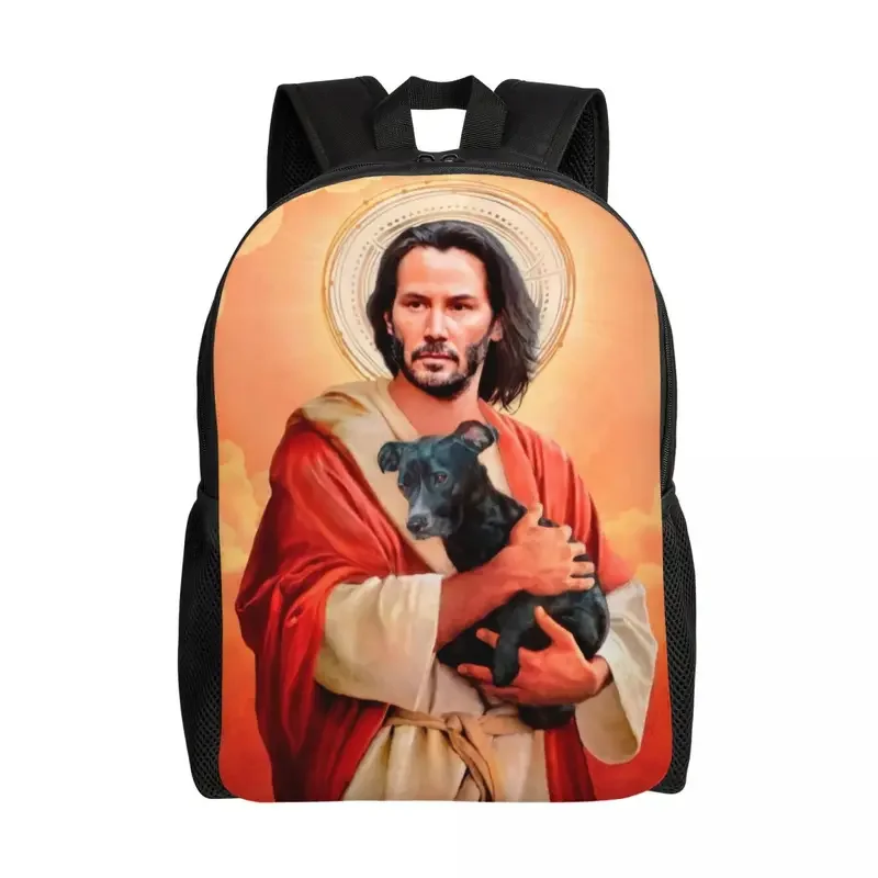 Jesus Saint Meme Keanu Reeves Travel Backpack Women Men School Laptop Bookbag College Student Daypack Bags