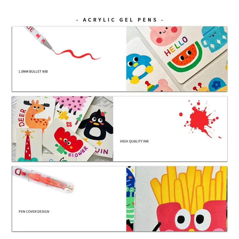 Pena akrilik 3D akrilik Gel cat pena 24 warna halus menulis spidol berwarna pena grafiti alat tulis sekolah untuk Salam