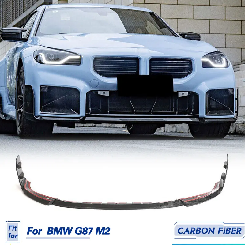 Car Front Bumper Lip Spoiler Full Carbon Fiber for BMW G87 M2 Base Coupe 2-Door 2022 2023 Front Lip Splitters Chin Apron Bodykit