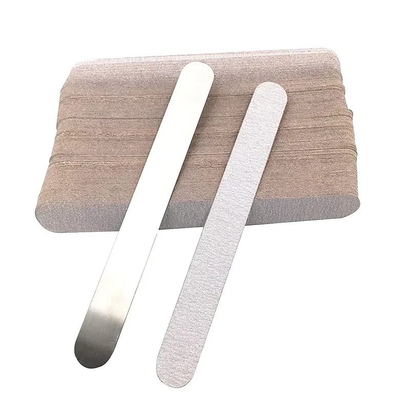 

100pcs/lot Professional Nail File Replacement 100/180/240 Gray Sandpaper Metal Handle Double-sided Buffer Nail File