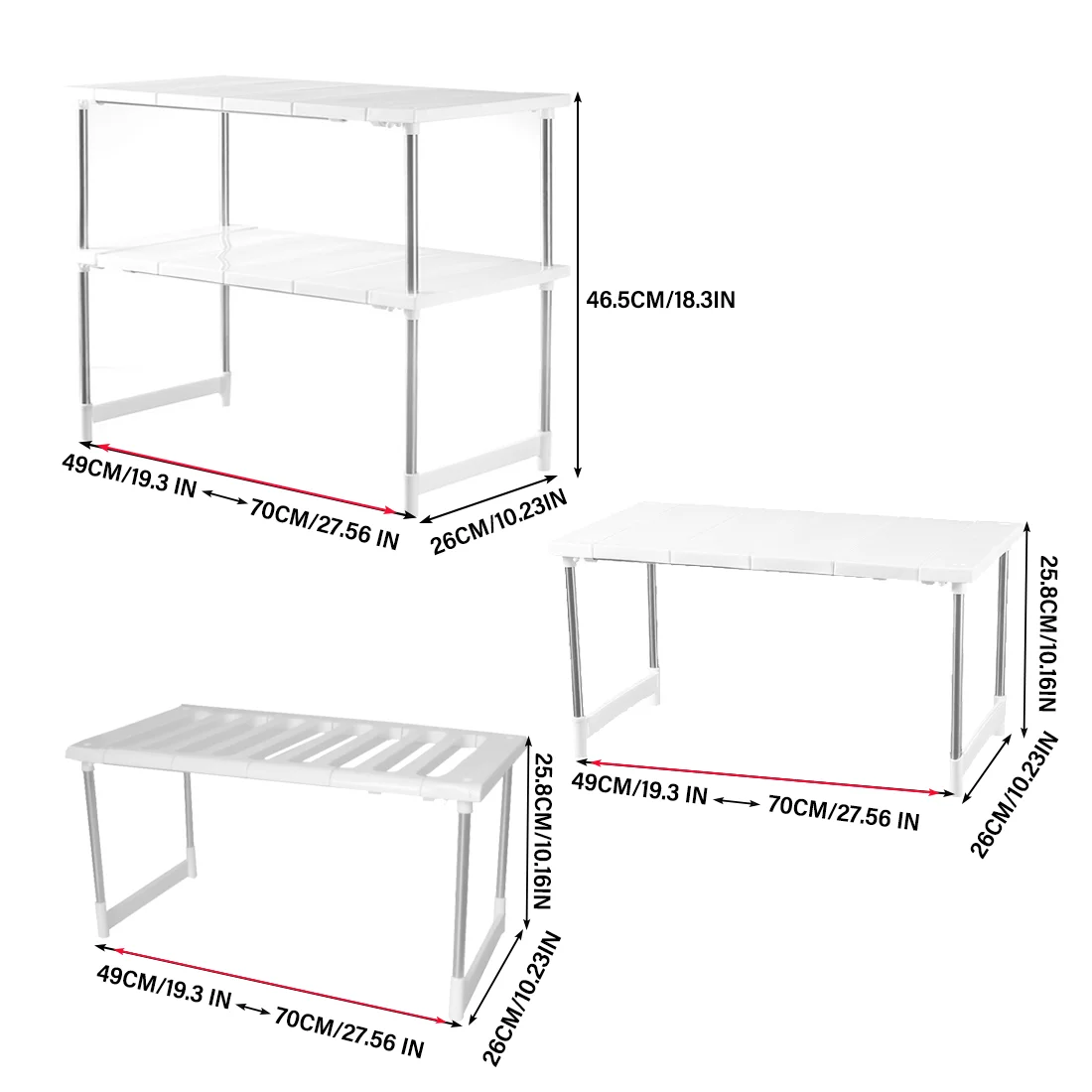 Kitchen Counter Shelves, Cabinet Organizers and Storage, Pantry Storage Shelf Organizer, Kitchen Cabinet Organizer, White