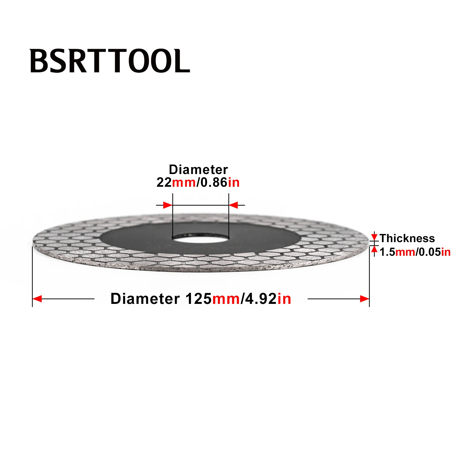 BSRTTOOL-hoja de sierra de diamante para corte de cerámica, disco de corte de diamante para azulejos de mármol, 5 pulgadas, 125mm