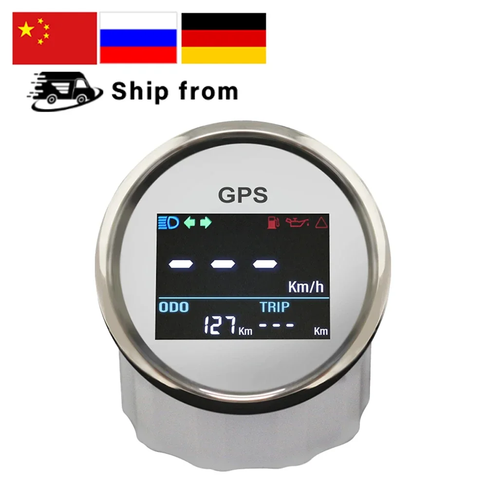 52mm Car Boat Digital GPS Speedometer Tripmeter KM MPH Knots Odometer Adjustable GPS Blind Area Odometer Compensation 12/24V