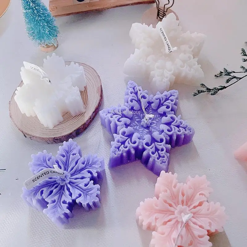 3D Christmas Decor Candle Mold for DIY Scented Candle Resin Plaster Silicone Mould Snowflake Elk Tree Craft Mold Home Decoration