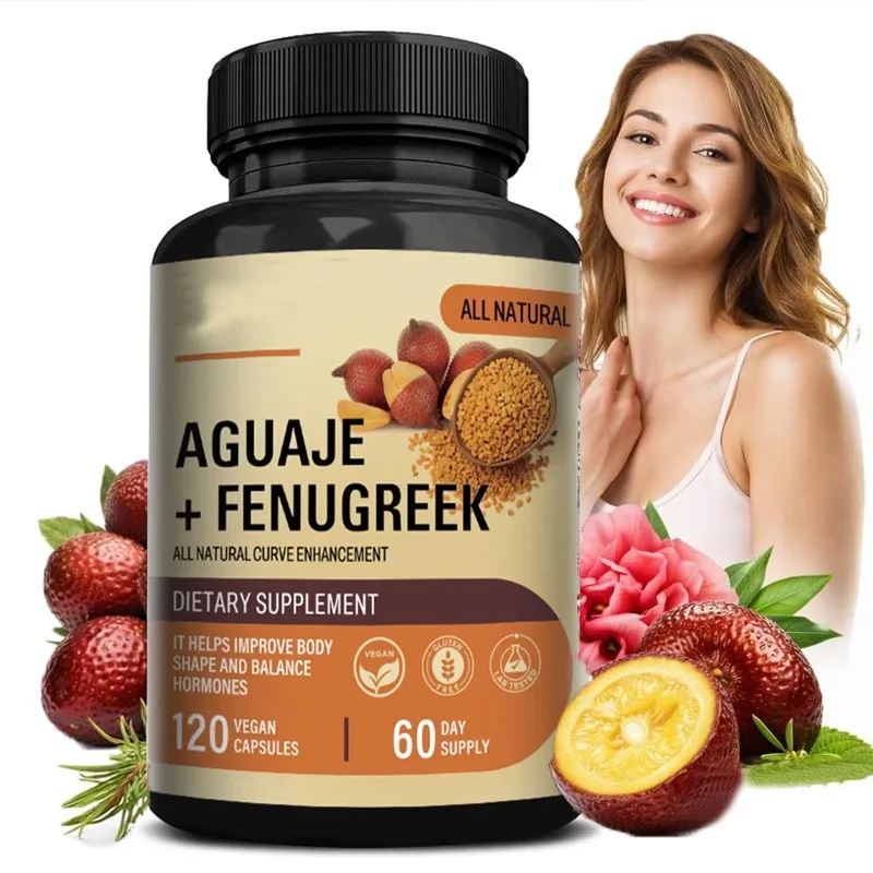 Cápsulas de Aguaje + Fenogreco de 1000mg, Favorecen la Forma de los Glúteos, el Cuerpo Curvilíneo y el Soporte de los Senos, Salud Inmunológica, Ricas en Proteínas y Vitaminas