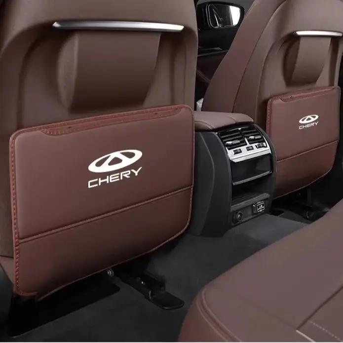 Chery Leather Car Seat Back Anti‑Kick Mat Storage Organizer Bag Fit Tiggo7 Tiggo8 Pro Tiggo9 Omoda C5 Arrizo5 Arrizo8 Interior A