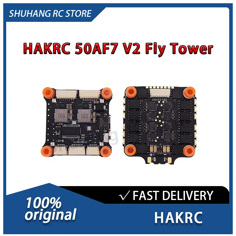 

HAKRC 50AF7 V2 Fly Tower 2-6S Lipo Comes with 4-color Programmable LED ESC Telemetry Data Transmission for FPV Racing Drone