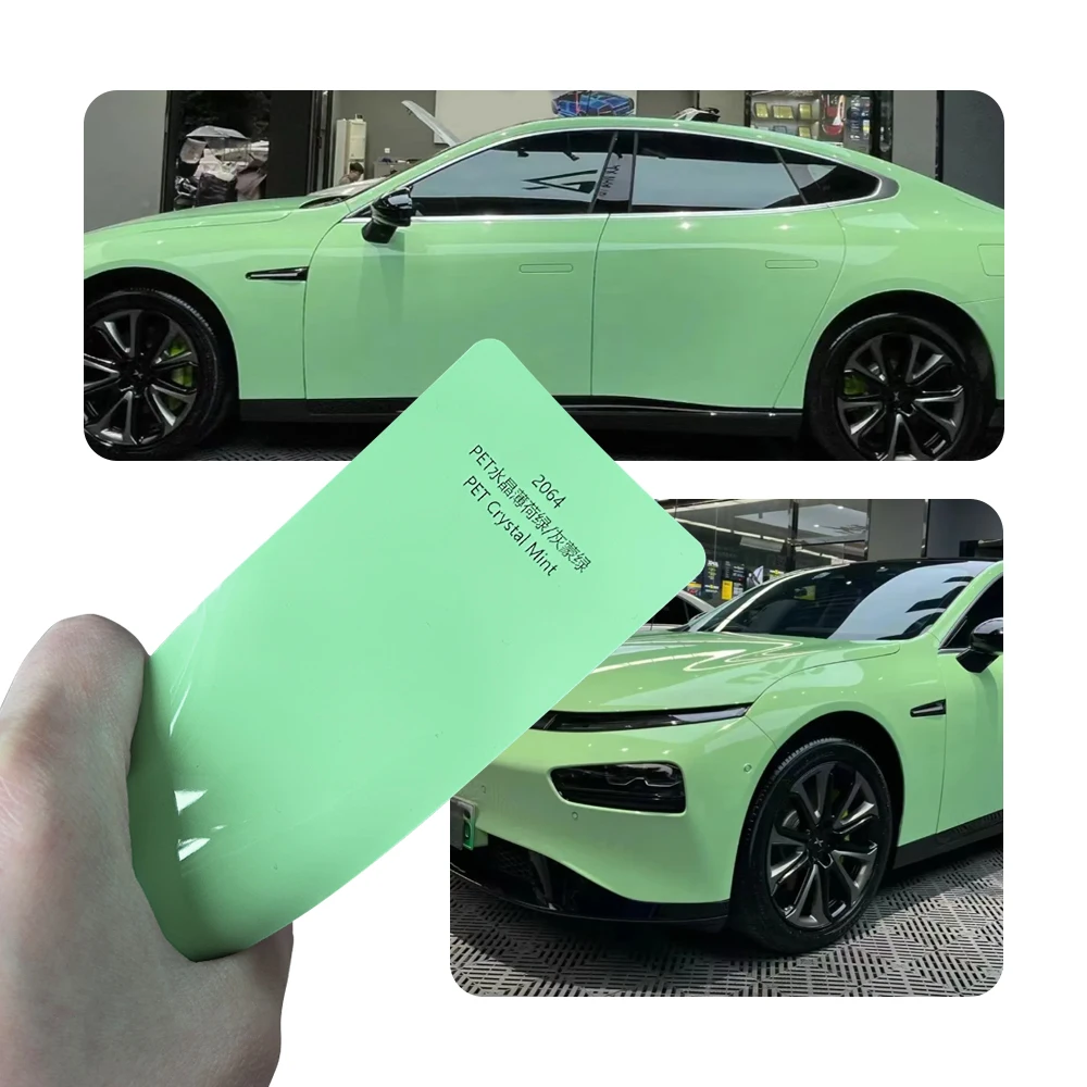Gloss Crystal Mint Green Car Vinyl Wrap Self Adhesive Air Release Bubble Free Full Body Color Change Sticker 1.52x18m