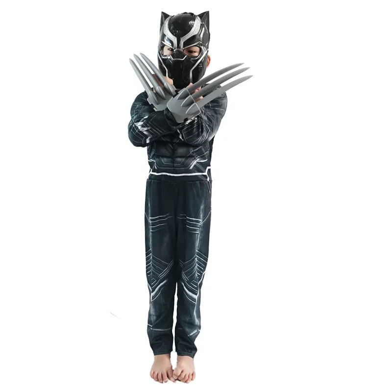 Vielfraß Kind Halloween Kostüm schwarz Panter Kostüm klassische Held Kinder Onesies Vielfraß Muskel Kind Kostüm Overalls