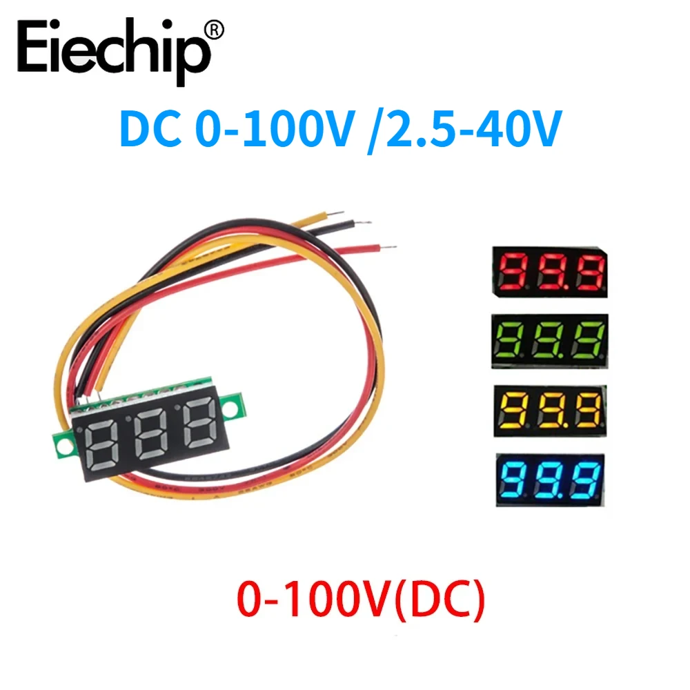 0.28 Inch DC 0-100V 2.5-40V Mini Gauge Voltage Meter Voltmeter LED Display Digital Panel Voltmeter Meter Detector Monitor Tools