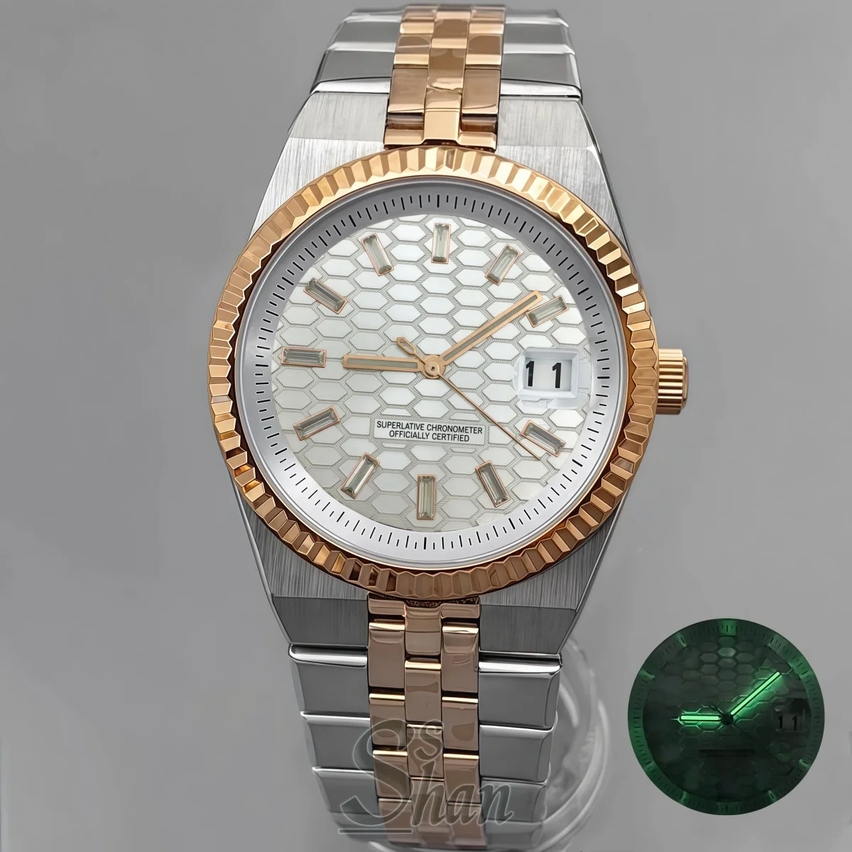 40MM/36MM men's automatic mechanical watch sapphire glass fixed bezel date window stainless steel NH35A men's rose gold watch0