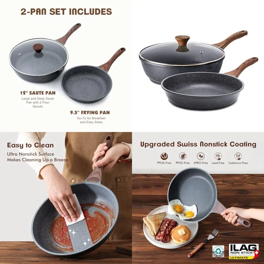 

Nonstick Fryg Pan Skillets, Swiss Granite Coatg Omelette Pans, Healthy Cookware, Free of tentionally Added PFOA 9.5 ch Fryg Pan