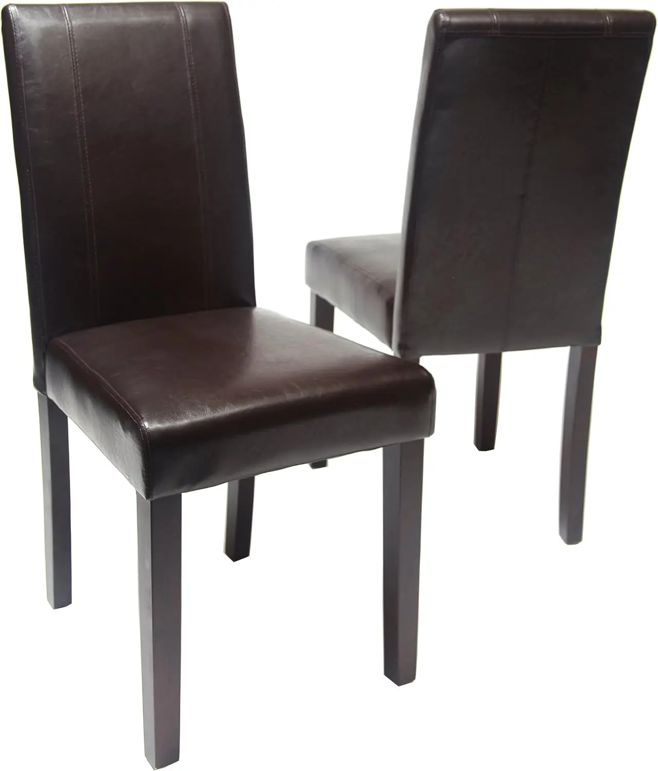 

Urban Style Solid Wood Leatherette Padded Parson Chair, Brown, Set of 2