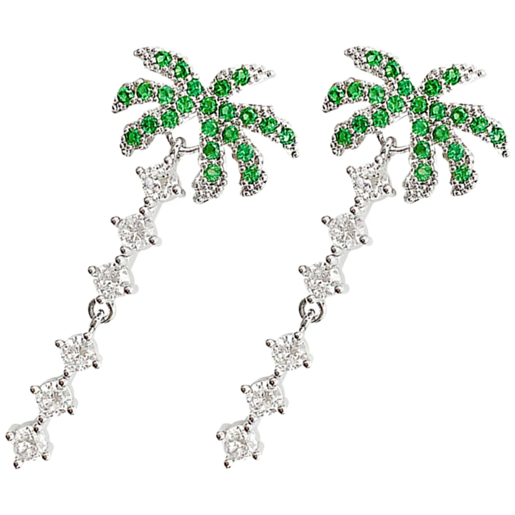 

1Pair Coconut Tree Earrings Zirconia Bridal Tropical Earrings for Women Dangling Party Casual Jewelry Costume Jewelry for Women