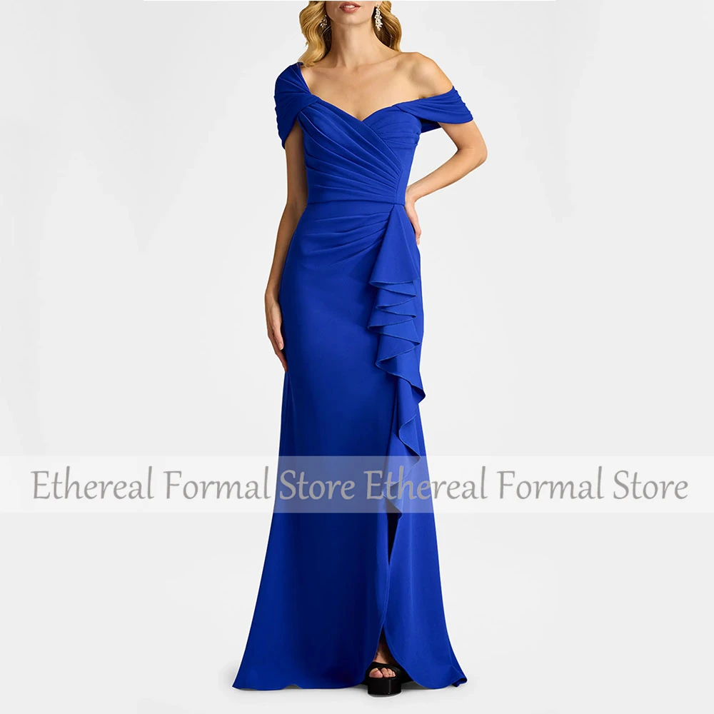 One-Shoulder-Abendkleid für Damen, Meerjungfrau, formelles Partykleid, Königsblau, bodenlang, Saudi-Kleid, ärmelloses Ballkleid
