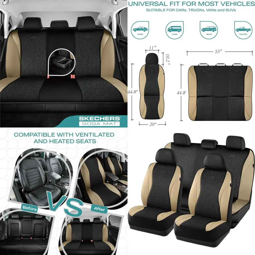 

Universal Waterproof Seat Covers with GOGA Mat, Airbag-Compatible, Beige for Cars, Vans, Trucks & SUVs