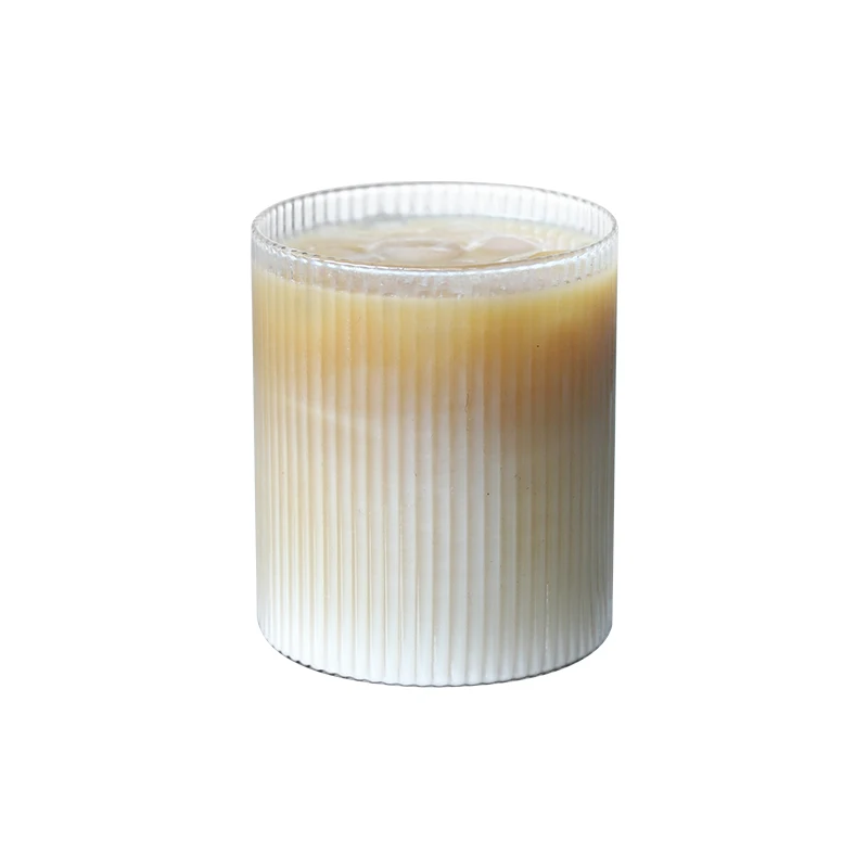 Nordic Ribbed Vertical Striped Glasses, Heat Resistant, Coffee, Water, Milk, Juice, Whiskey, Drinking Glass,  300ml, 10oz