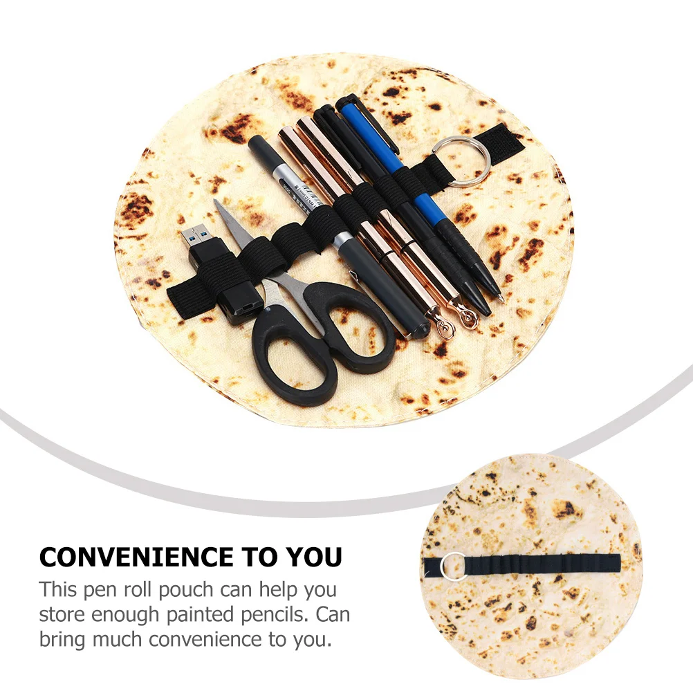 

2Pcs Tortilla Roll Up Pencil Case Canvas Portable Pencil Pouch Large Pen Organizer Bag Pen Case Pens Roll Wrap