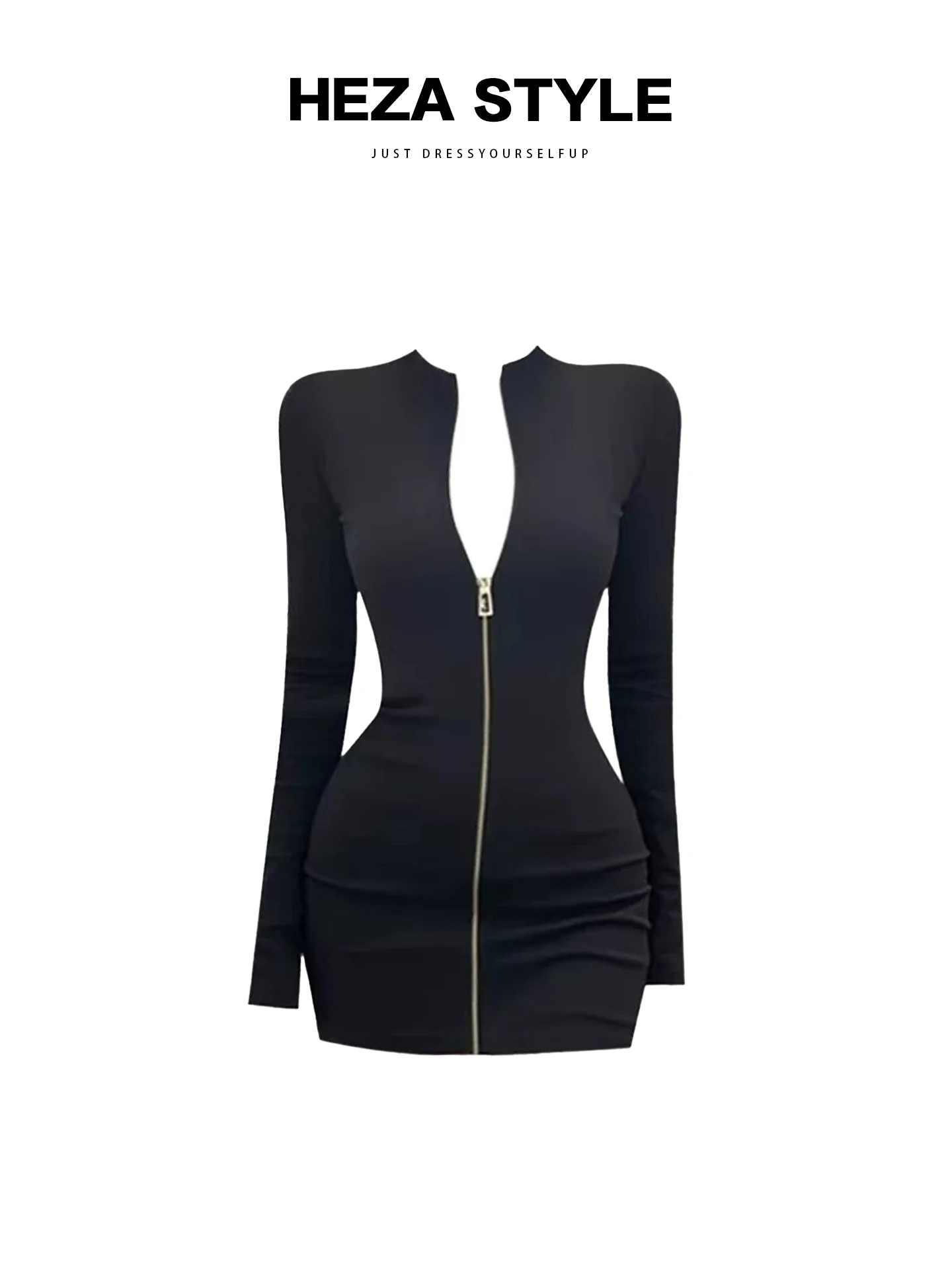 

HEZA American Sle Zipper Dr женская осенне-зимняя утягивающая юбка с высокой талией для поездок на работу Sle Long Sve с высоким воротником