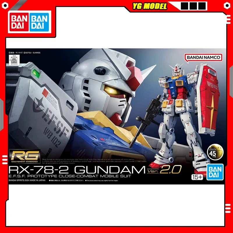 

Bandai Genuine RX-78-2 GUNDAM RGU1/144 VER 2.0 Action Figure Robot Periphery Collectible Assembly Model Ornaments Gift Children